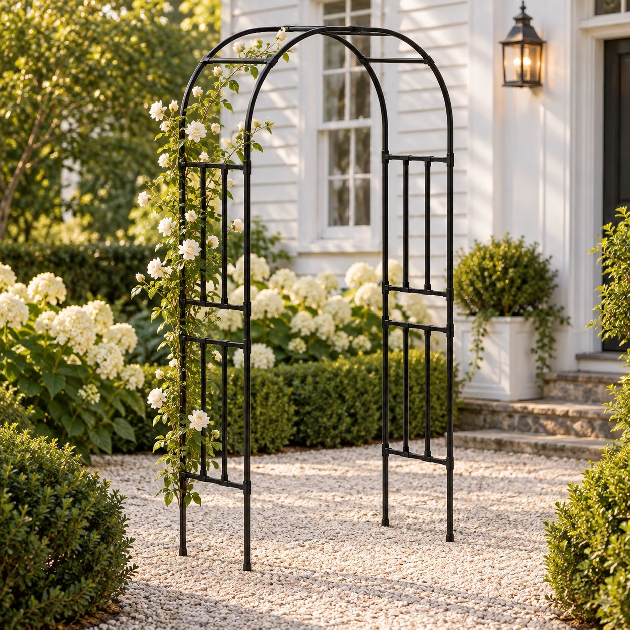 Square Pipe Arch in a garden setting