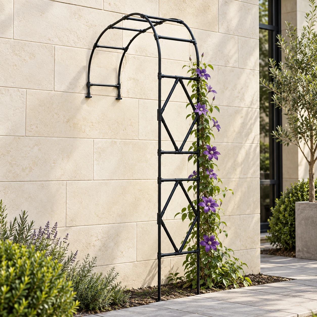 Half-side Diamond Arch (Type A) in a garden setting