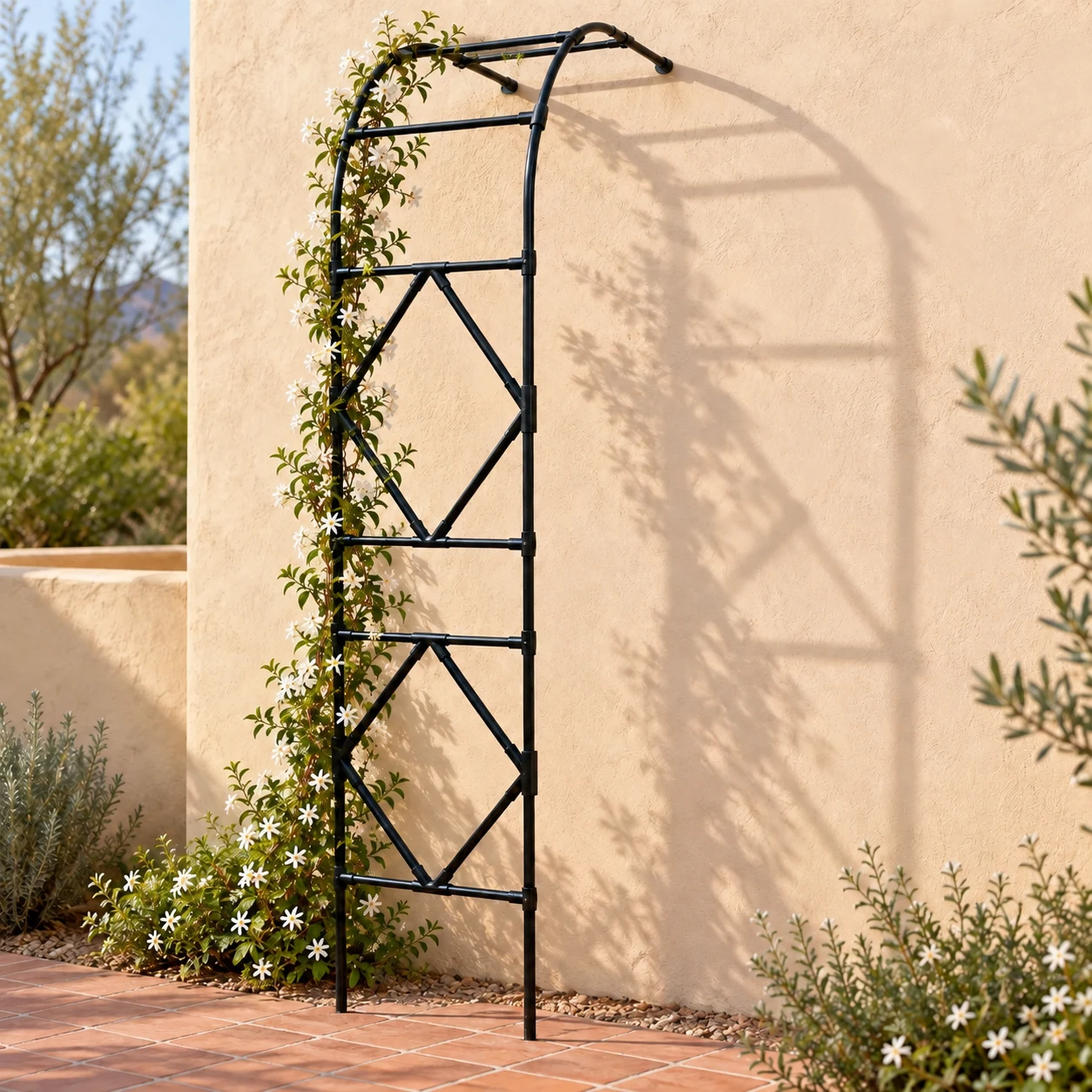 Half-side Diamond Arch (Type B) in a garden setting