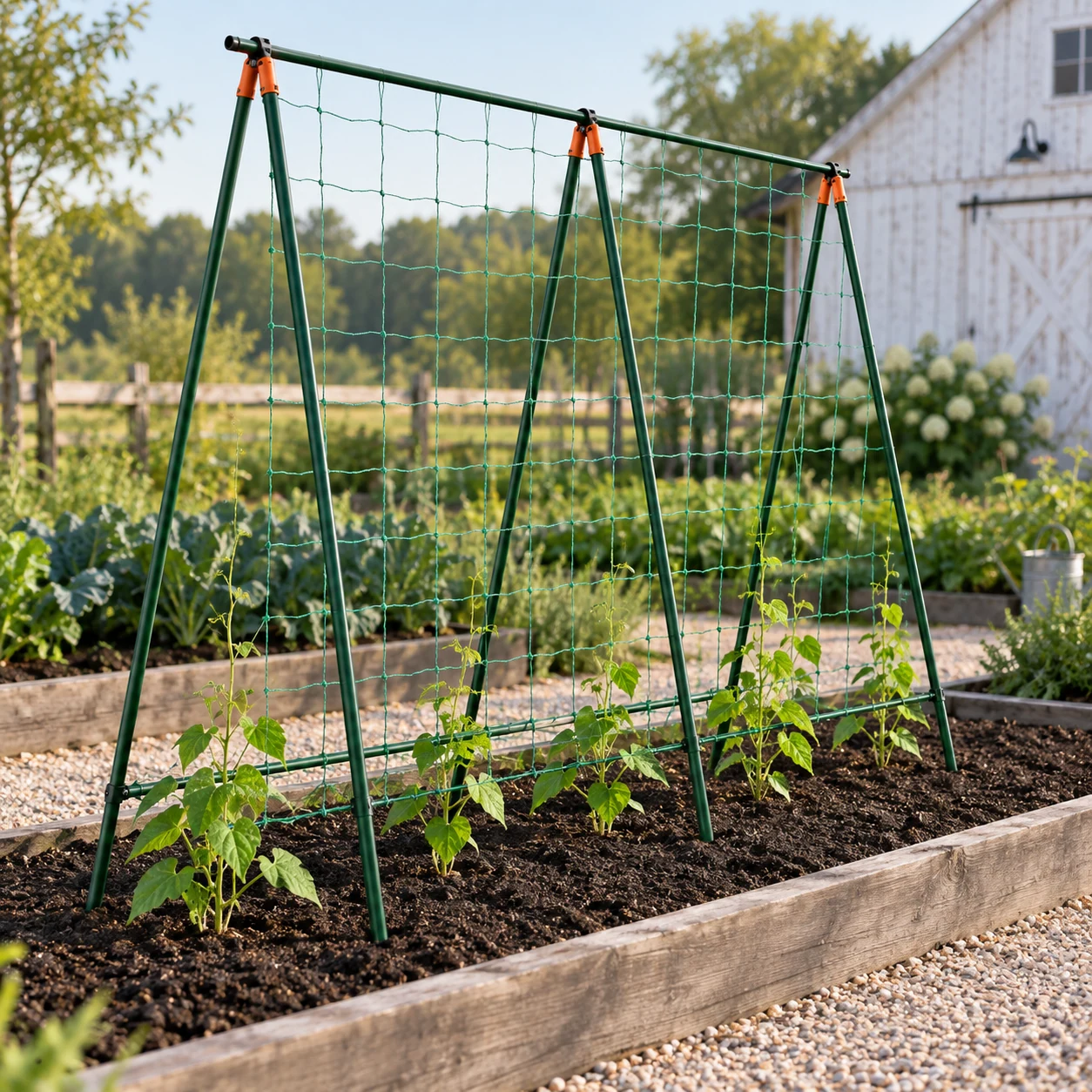 Type A climbing frame in a garden setting