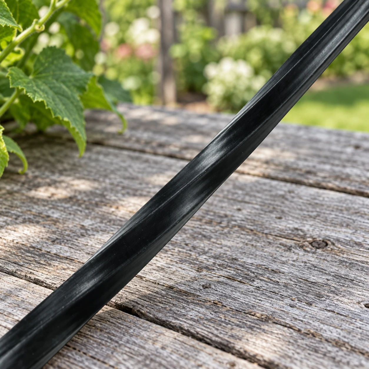 Multispiral pipe in a garden setting