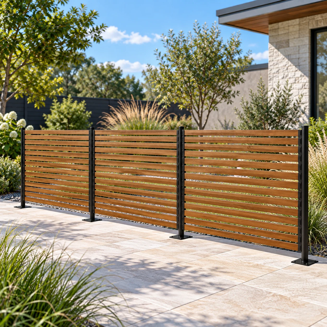 Villa fence in a garden setting