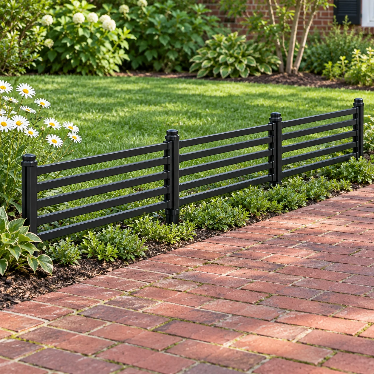 Lawn fence in a garden setting