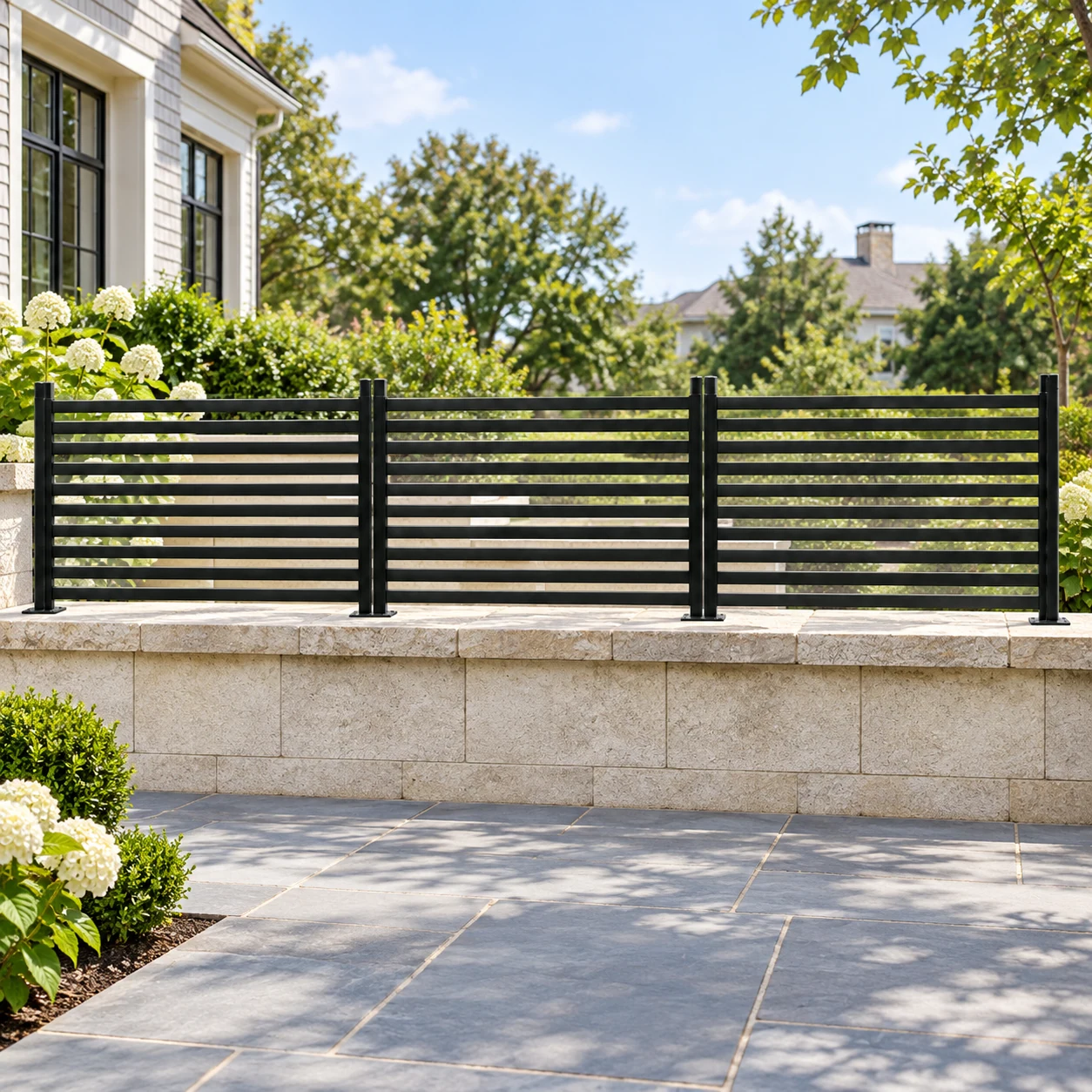 Small privacy fence in a garden setting