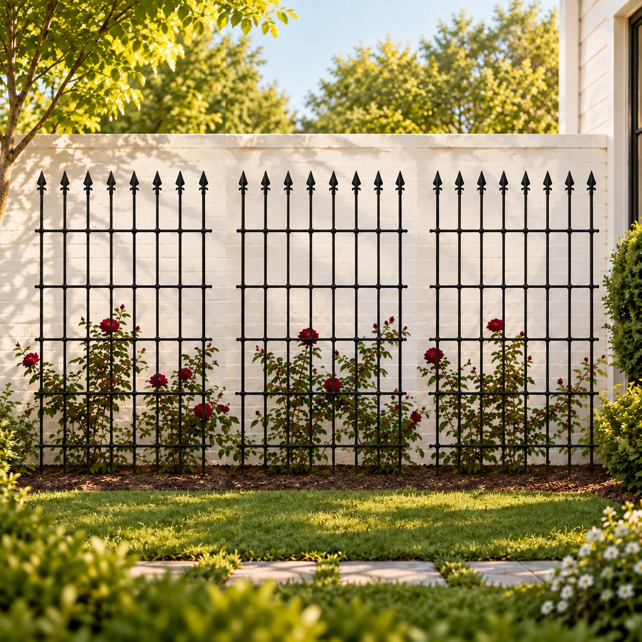 Grid Fence in a garden setting