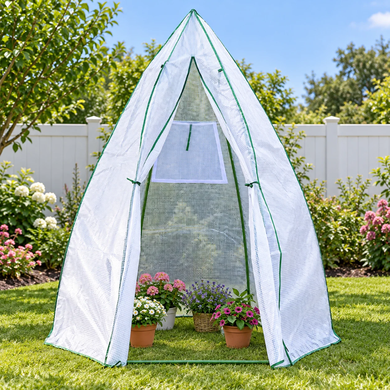 Conical Insulated Shelter in a garden setting