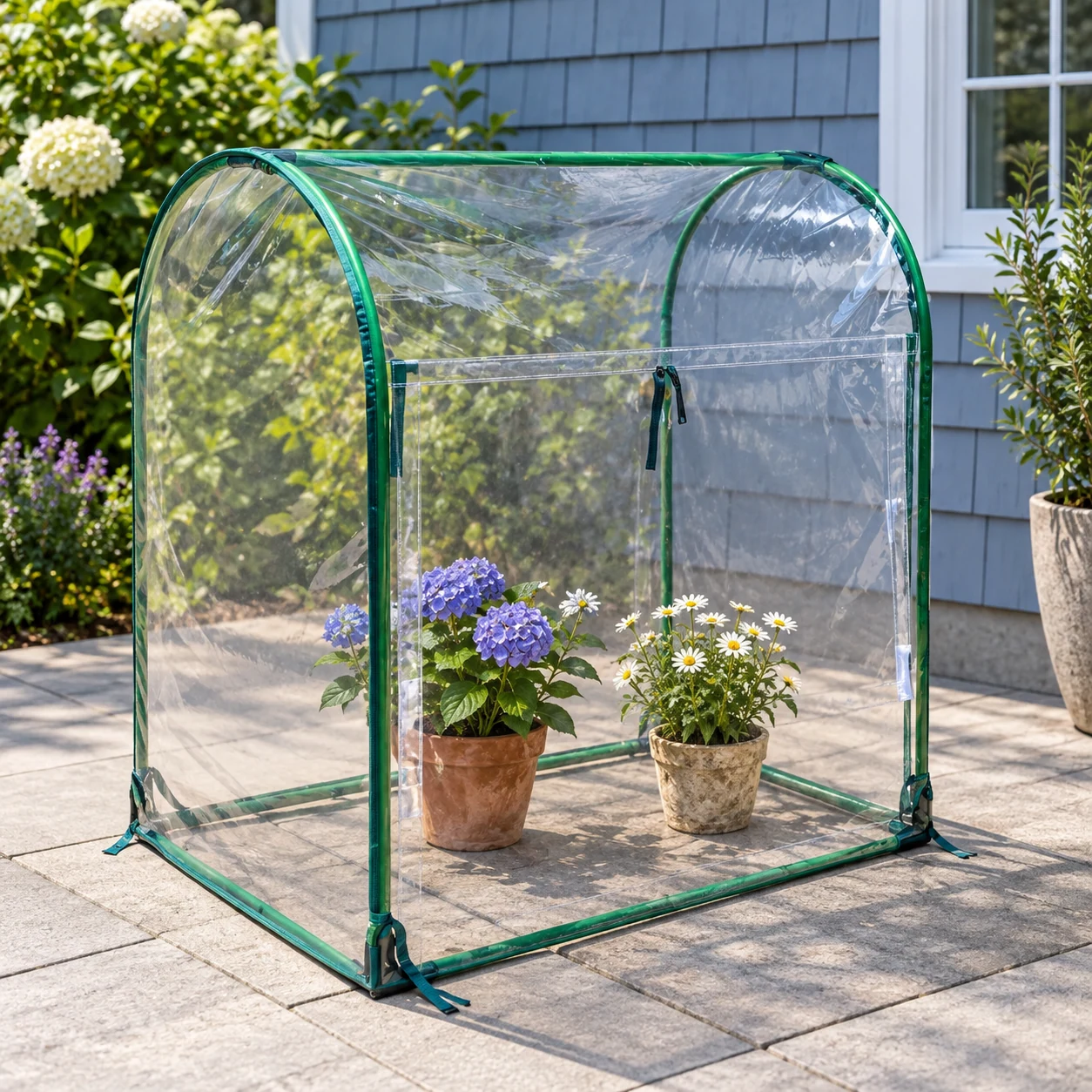Arched Insulation Shed in a garden setting