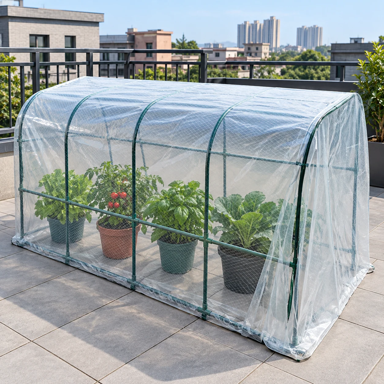 Terrace Insulation Shelter in a garden setting