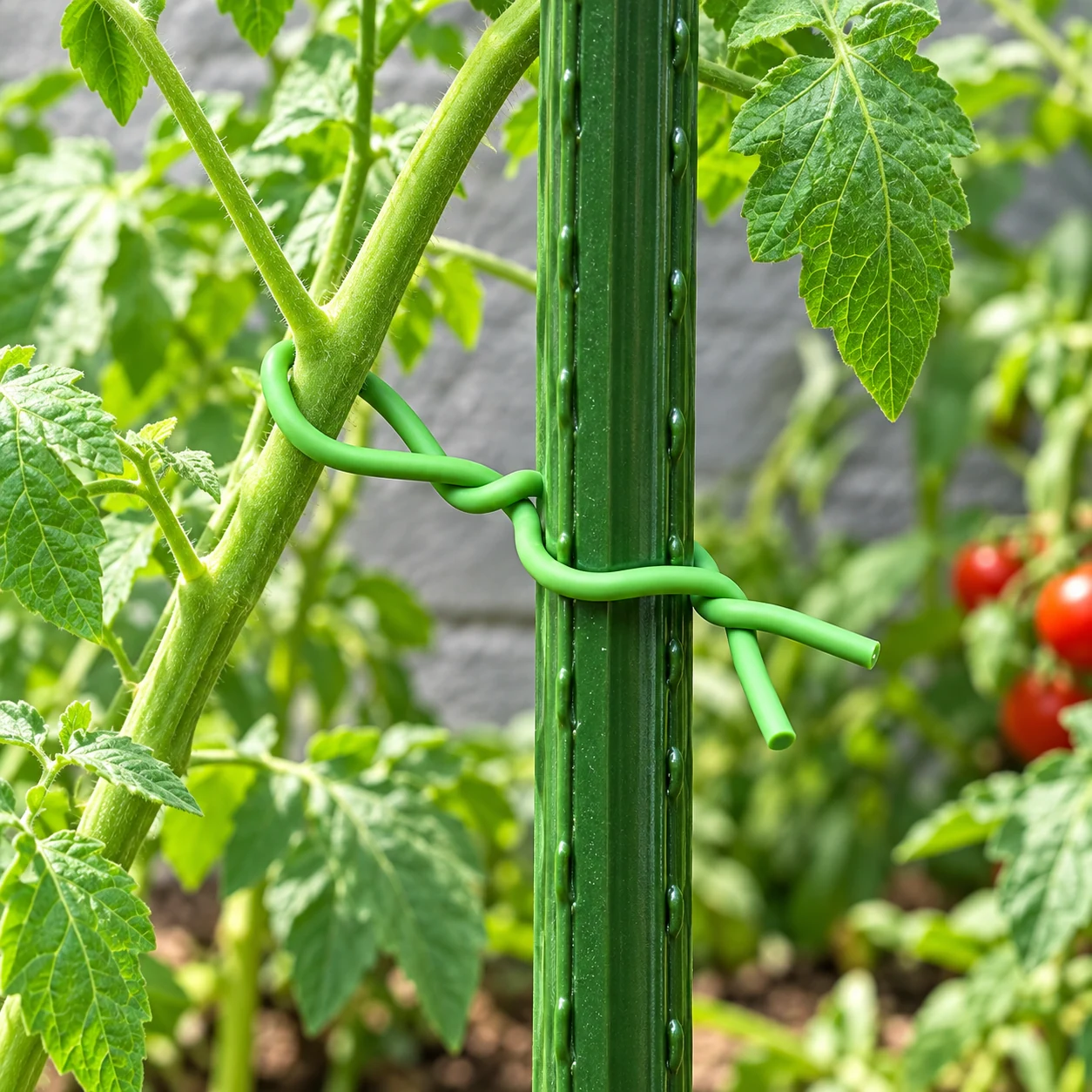 Soft zip ties in a garden setting