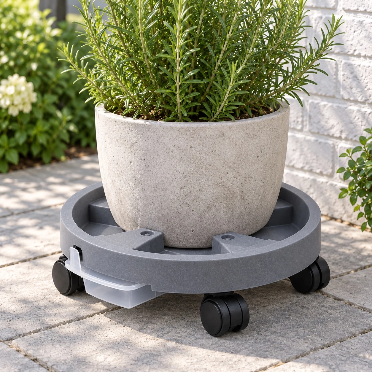 Reinforced Plant Caddy with Drainage Drawer in a garden setting