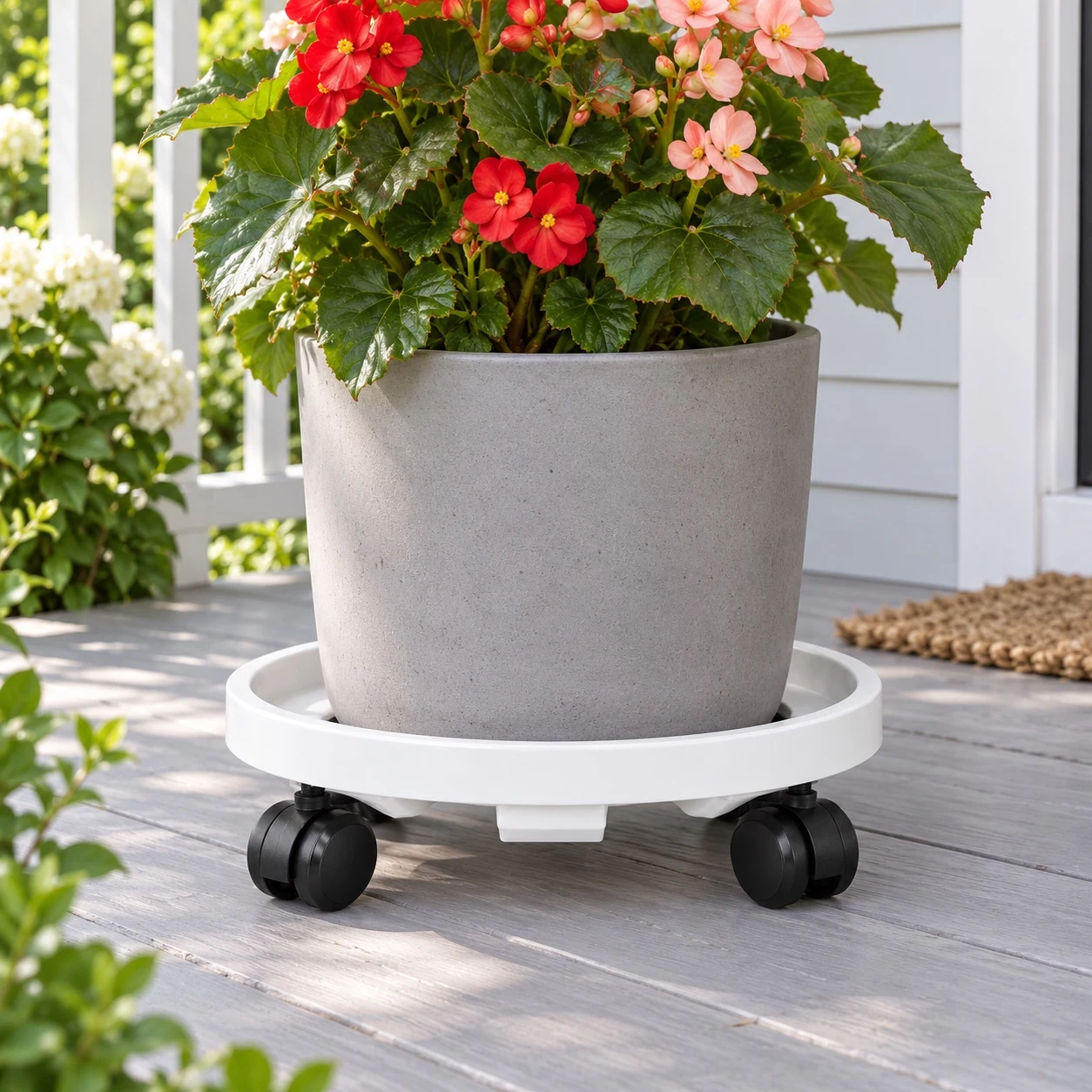 Yixiu Grooved Plant Caddy in a garden setting